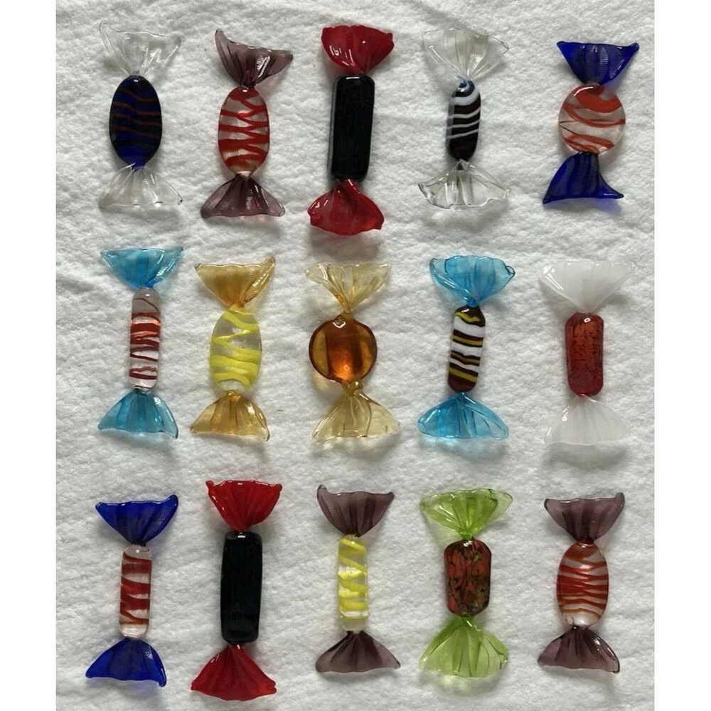 Vintage Murano Glass Wrapped Candy Assortment Hostess Gift Lot of 15 Whimsical